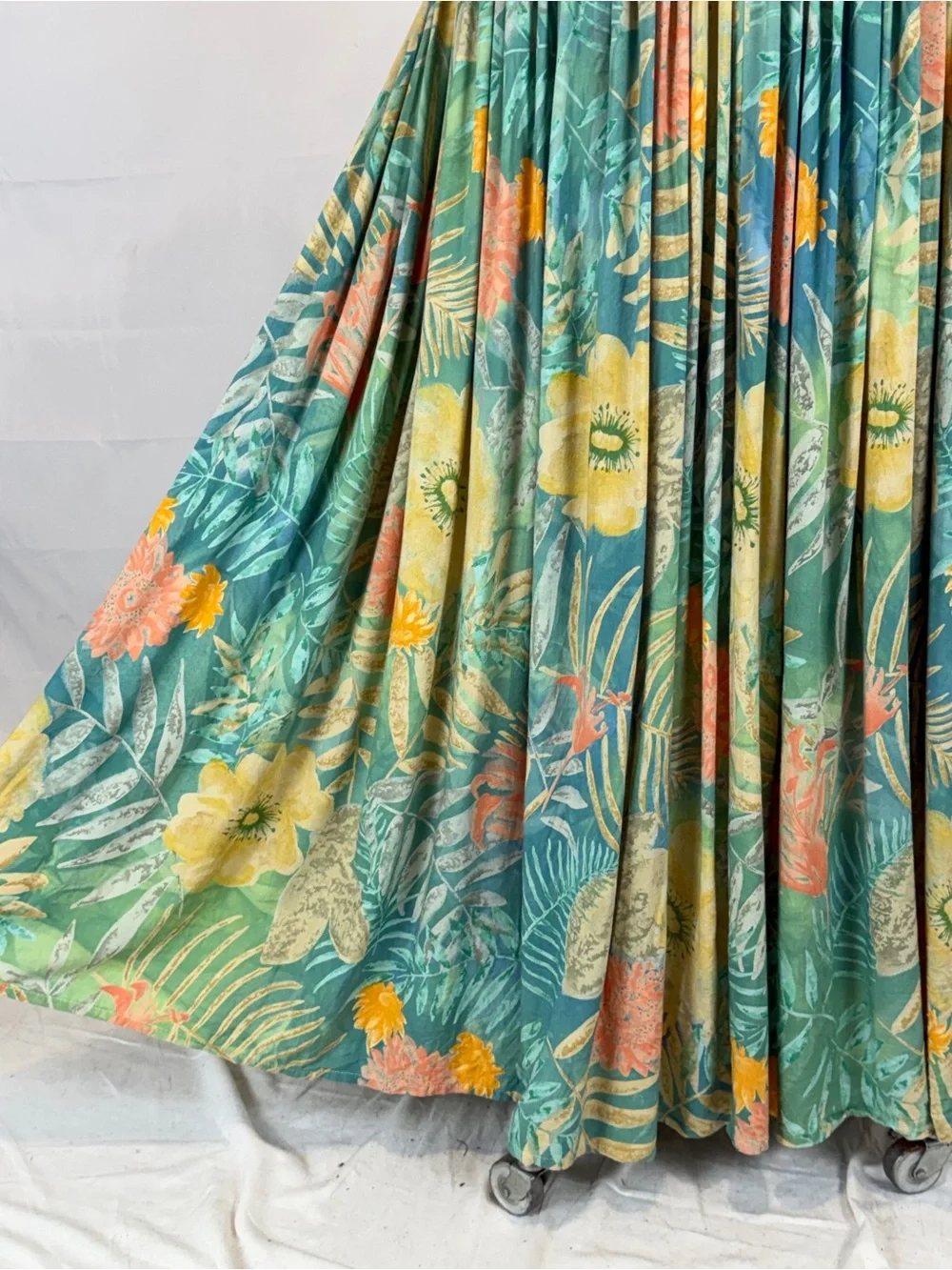 VINTAGE palm island floral skirt long maxi full elastic waist pastel tropical